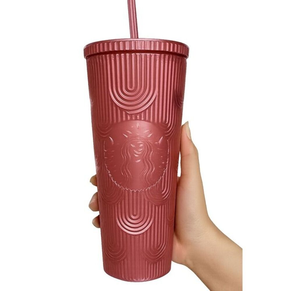 2022 Starbucks TUMBLER Pink Dusty Rose Venti Cold Tumbler Cup Wave Mermaid 24 oz